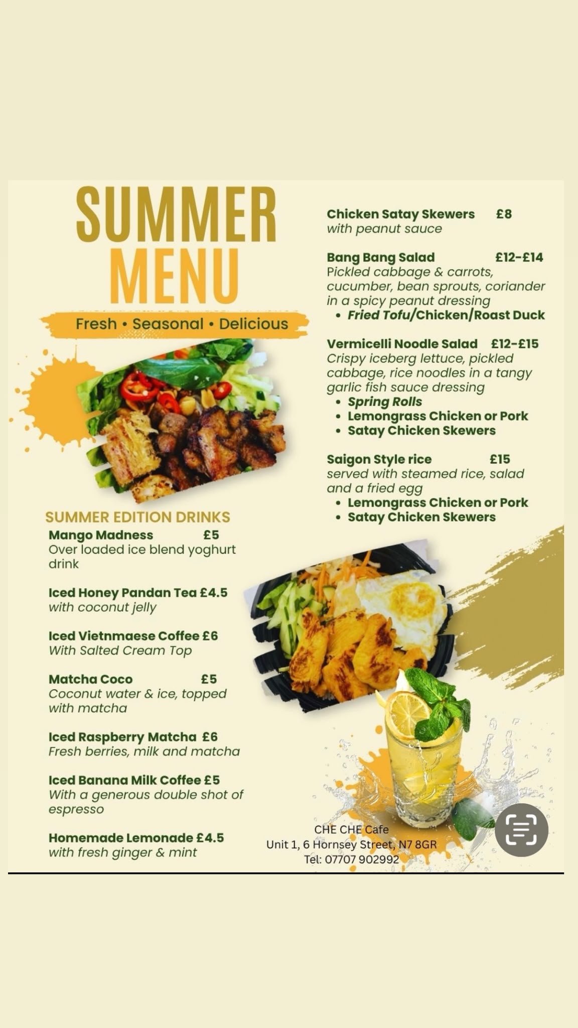Chè Chè Summer Menu
